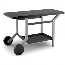 Table Roulante Acier Noir et Gris Clair pour Planchas Forge Adour