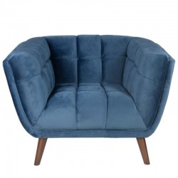 Fauteuil en Velours Bleu et Noyer Meryl KosyForm