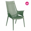 Set di 4 poltrone Vondom Ibiza Lounge Sottaceto verde