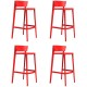 Lot de 4 tabourets de bar Vondom Africa hauteur d'assise 74,5 cm rouge