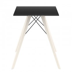 Mesa de comedor Vondom Faz Madera tapa cuadrada negra y patas de roble blanqueadas