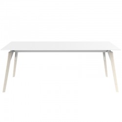 Mesa Vondom Faz Bandeja de Madera 200x90 Blanco y Pies Roble Blanco