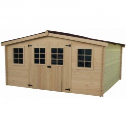 Habrita Garden Shed en madera maciza 12,65 m2 con cubierta corrugada