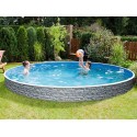 Piscina Azuro Round 360x120 stile pietre grigie con filtro a sabbia