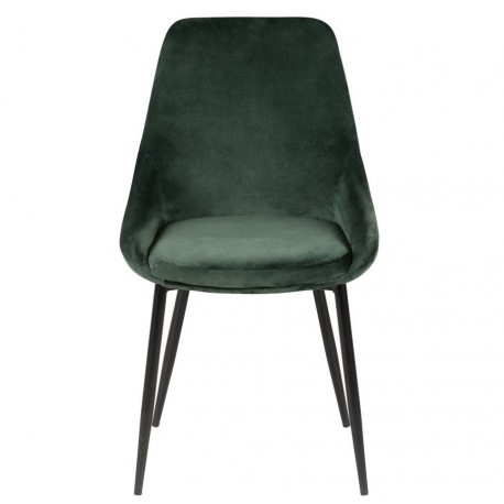 Lot de 4 Chaises Repas Velours Vert avec Piétement Métal Noir Kari KosyForm