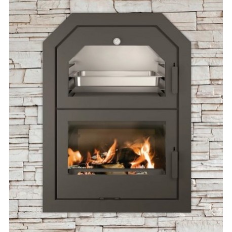 Poêle à Bois Ferlux avec Four Forno 60 Encastrable16kW avec vitre