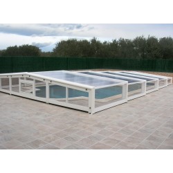 Zwembadoverdekking Lage Telescopische Shelter Capri 6.44x4m zonder rail