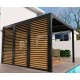 Pergola Bioclimatique Habrita aluminium 2 côtés ventelles imitation bois 10,80 m2