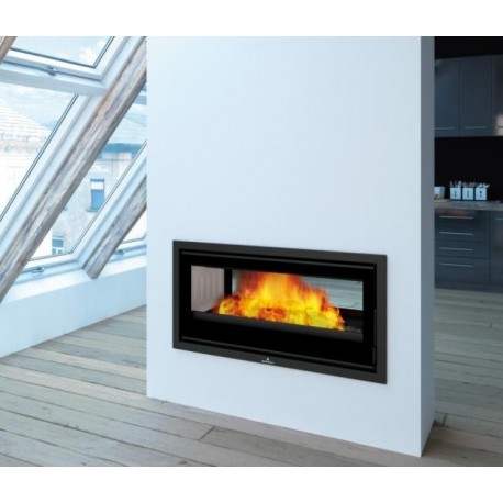 Inserto de madera Bronpi Cairo 90-D Double Face Vision 14kW con entrada de aire