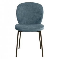 Lot de 2 Chaises Repas Bala Tissus Bleu avec Piétement Métal Noir VeryForma