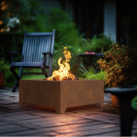 Black Square Steel Fire Bowl 70cm Infire