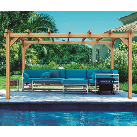 Pérgola exenta de madera maciza Valencia 500x300cm 15m2