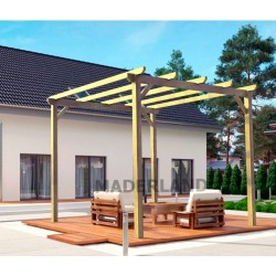 Pérgola exenta de madera maciza Madrid 3x3m 9m2