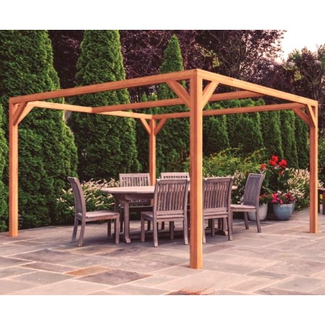 Pergola autoportée en bois brut Tarragona 4x4m 16m2