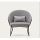 Light Grey Chenille Armchair with Black Metal Legs Amy VeryForma