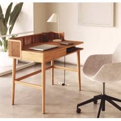 Ash wood and rattan desk table 105 x 62 Axi VeryForma