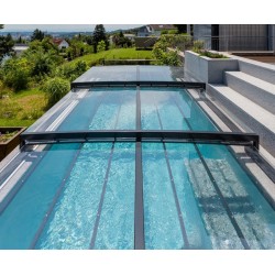 Abri de Piscine Linea plat Abrilios télescopique pour piscine 600x300