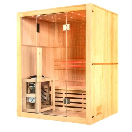 Sauna vapeur 4.5 kW Nordic Panoramic 2 places Poêle Harvia UniSpas