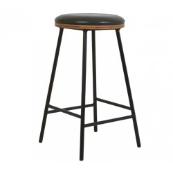 Set of 2 Marc VeryForma Black Imitation Leather Bar Stools and Metal Legs