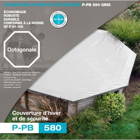 Copertura invernale per piscine ottagonali in legno 530 grigio P-PB 580