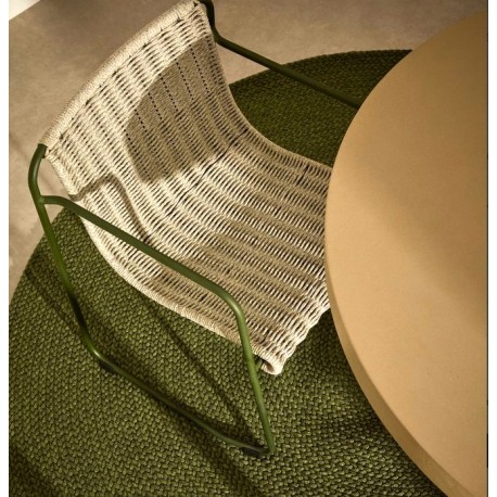 Arvin Swirl Chair in Beige Chenille Fabric and VeryForma Oak Wood Legs