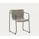 Arvin Swirl Chair in Beige Chenille Fabric and VeryForma Oak Wood Legs